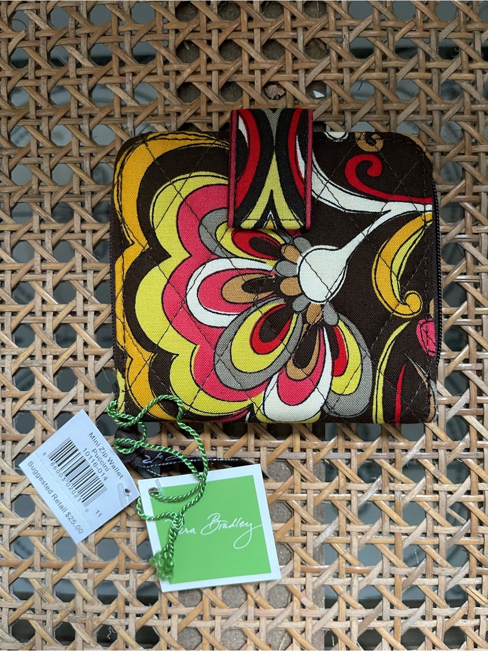 Vintage Vera Bradley Quilted Mini Wallet in retired pattern PUCCINI NWT